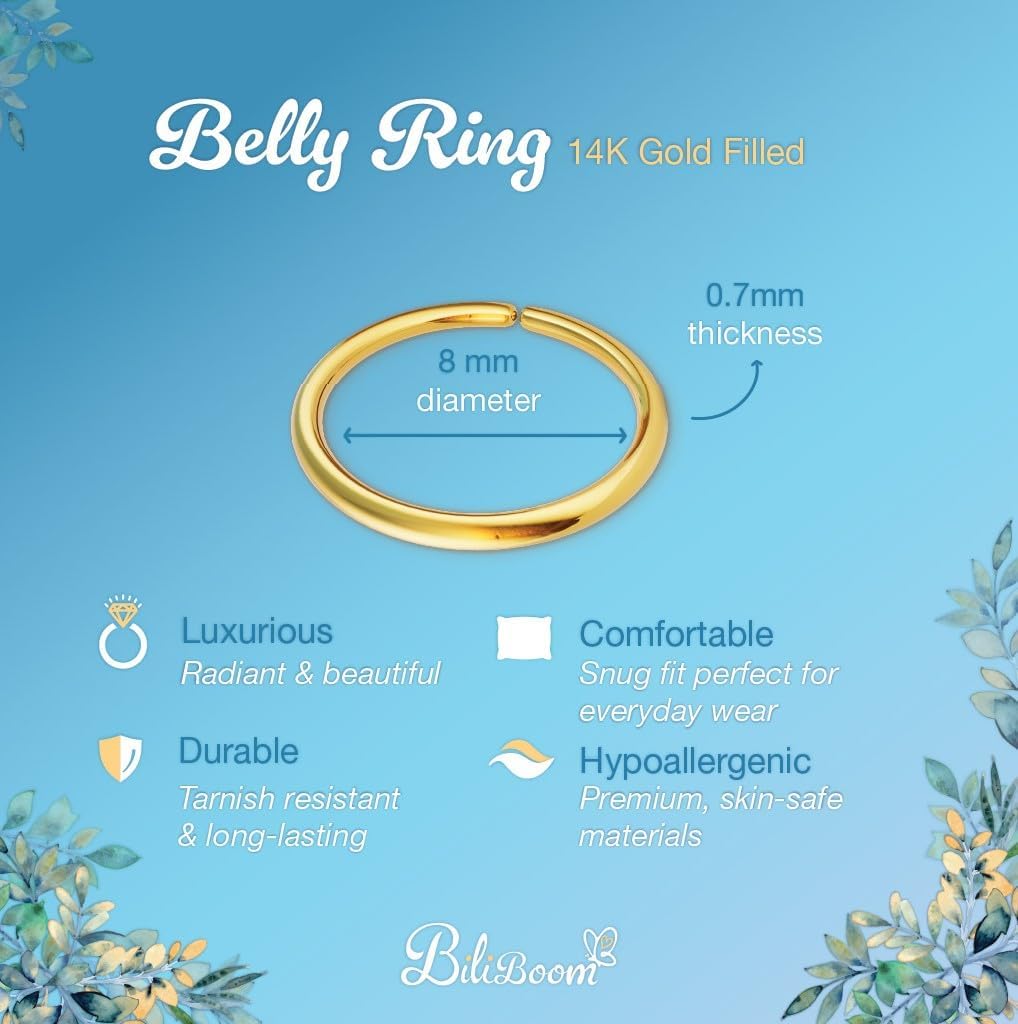 Gold Belly Button Ring - 14k Gold filled Belly Piercing Hoop - 22G Gold Belly Button Jewelry - Summer Belly Piercing for Women - Image 5