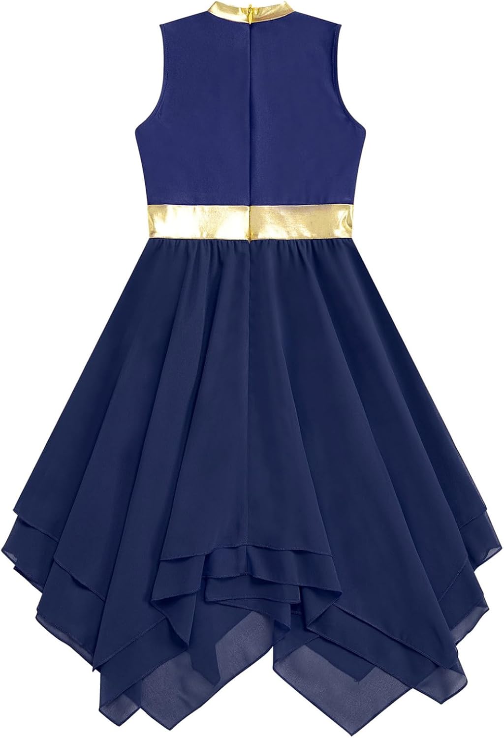 Loyan Big Girls Church Robe Lyrical Worship Costume Color Block Dancewear Liturgical Praise Dance Dress