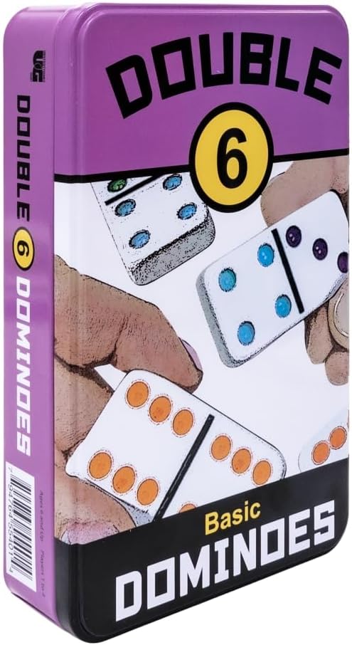 Front Porch Classics | Double 6 Travel Tin Domino Set from, for 1 to 4 Players Ages 6 and up