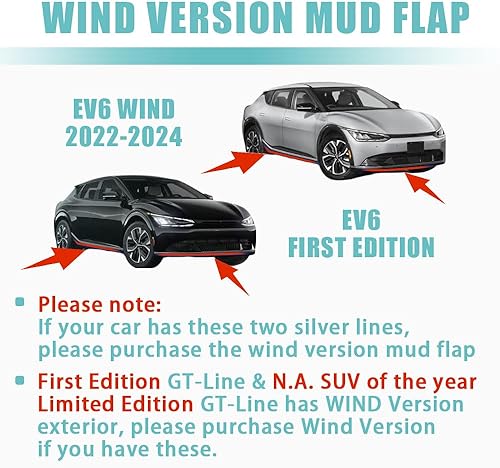 Miniatura 3 de BestEvMod Accesorios para guardabarros EV6 GT, guardabarros de protección contra salpicaduras (juego de cuatro) sin necesidad de taladrar agujeros