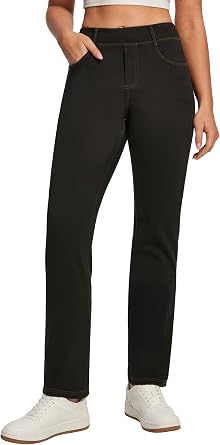 Straight Leg Jeans for Women Stretchy Pull On Sweatpant Jeans High Waisted