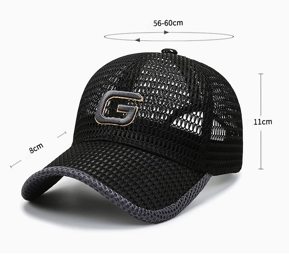YAMEE Czapka baseballowa męska, na lato, damska czapka z siateczki, czapka letnia, czapka przeciwsłoneczna, sportowa czapka bejsbolowa do użytku na zewnątrz, do uprawiania sportu i podróży, 1/czarny, jeden rozmiar