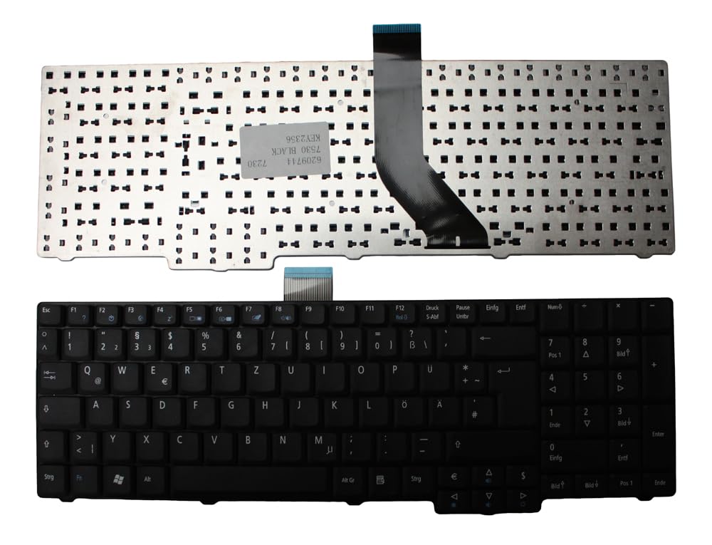 Clavier PC portable noir compatible Acer Aspire 7530G-804G64BN avec touches silencieuses et fluides