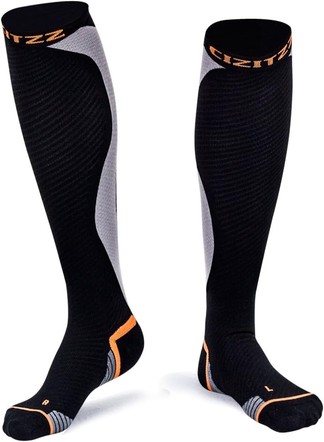 Compression Socks of Men & Women, Prevent and Relieve Plantar Fasciitis, Suitable for Running, Cycling, Air Traveling Long (Black Style A, S/M 1Pack)