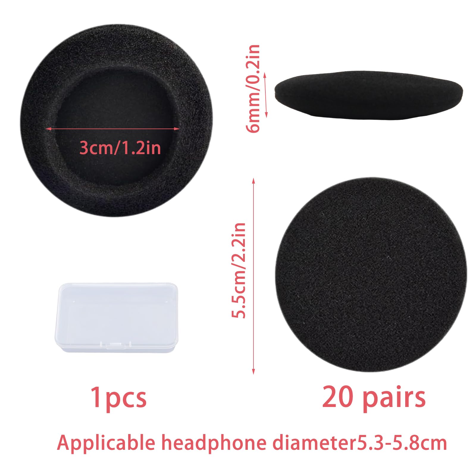 Comfort Cuffie Ricambio Set Di 5 Paia Di In Schiuma Da 50mm - Ricambio Per Cuffie Sennheiser E Modelli Simili Cuscinetti Auricolari - Foto 5