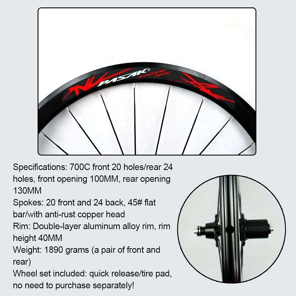 700C obręcz roweru szosowego 28 cali koło rowerowe podwójna ścianka cięta 7 8 9 10 11 12-biegowa do hamulców C/V / hamulców obręczowych QR, 40 mm