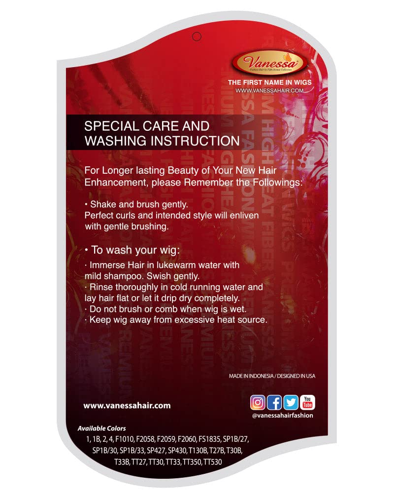 VANESSA Fashion Wigs Medium Short Length Coily Curl Style Synthetic Hair Wig - COCO (SP1B/30)