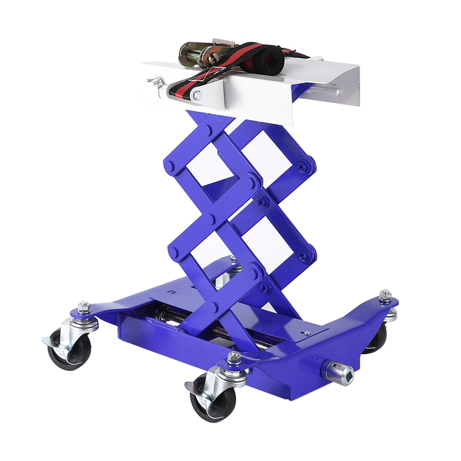 Garvee Transmission Jack 450 LBS Capacity: Low Profile Lift with 2M Safety Straps &amp; 4 Brake Wheels, 7-23 Inch Range for Car &amp; Truck Repair (Blue)