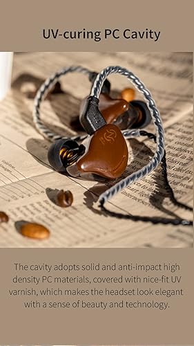 Miniatura 4 de KeepHiFi - Auriculares con cable IEM de grano de café, 0.394 in, doble controlador dinámico, cancelación de ruido, auriculares audiófilos con cable