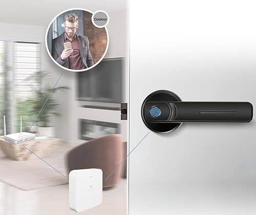 Miniatura 2 de Pulido Puerta de enlace WiFi para cerradura inteligente F140, bloqueo inteligente con control remoto, sistema Tuya, con hasta 128 cerraduras