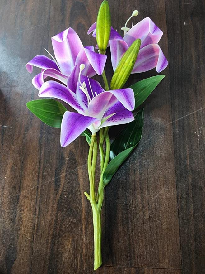 Buy WoFLoo Artificial Lily Flowers Bunch for Vase (Purple) Home