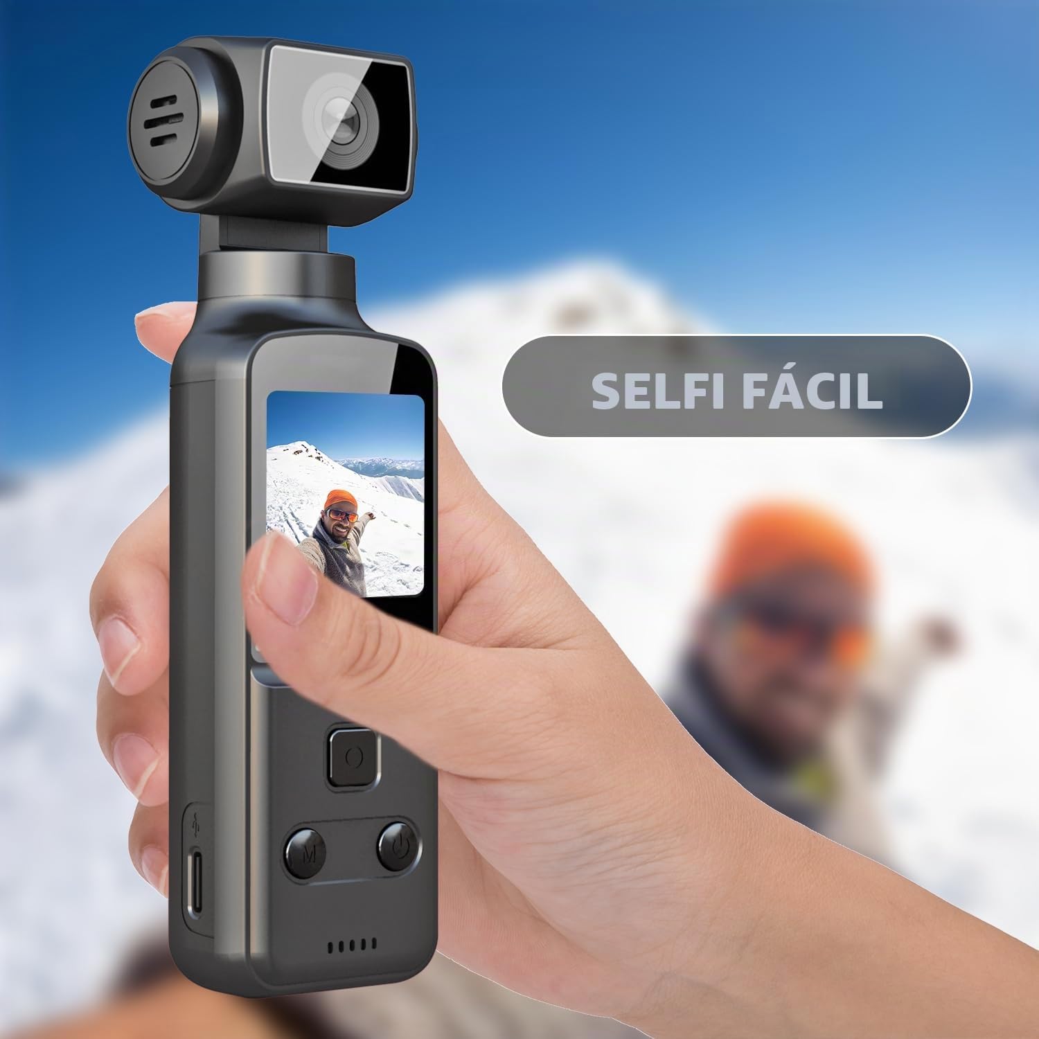 4K Body CAM, Camara Vlog/POV con Lente Giratoria de 270°, Cámara Corporal/Deportiva con Micrófono Externo, Clip, Tarjeta TF de 64 GB