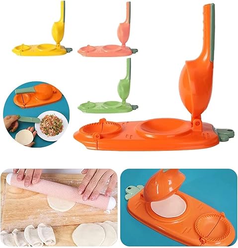 Miniatura 6 de Máquina de dumpling 2 en 1 4 piezas de molde manual para hacer dumpling artefacto manual para hornear pastelería para prensar dumpling Skin Wrapper