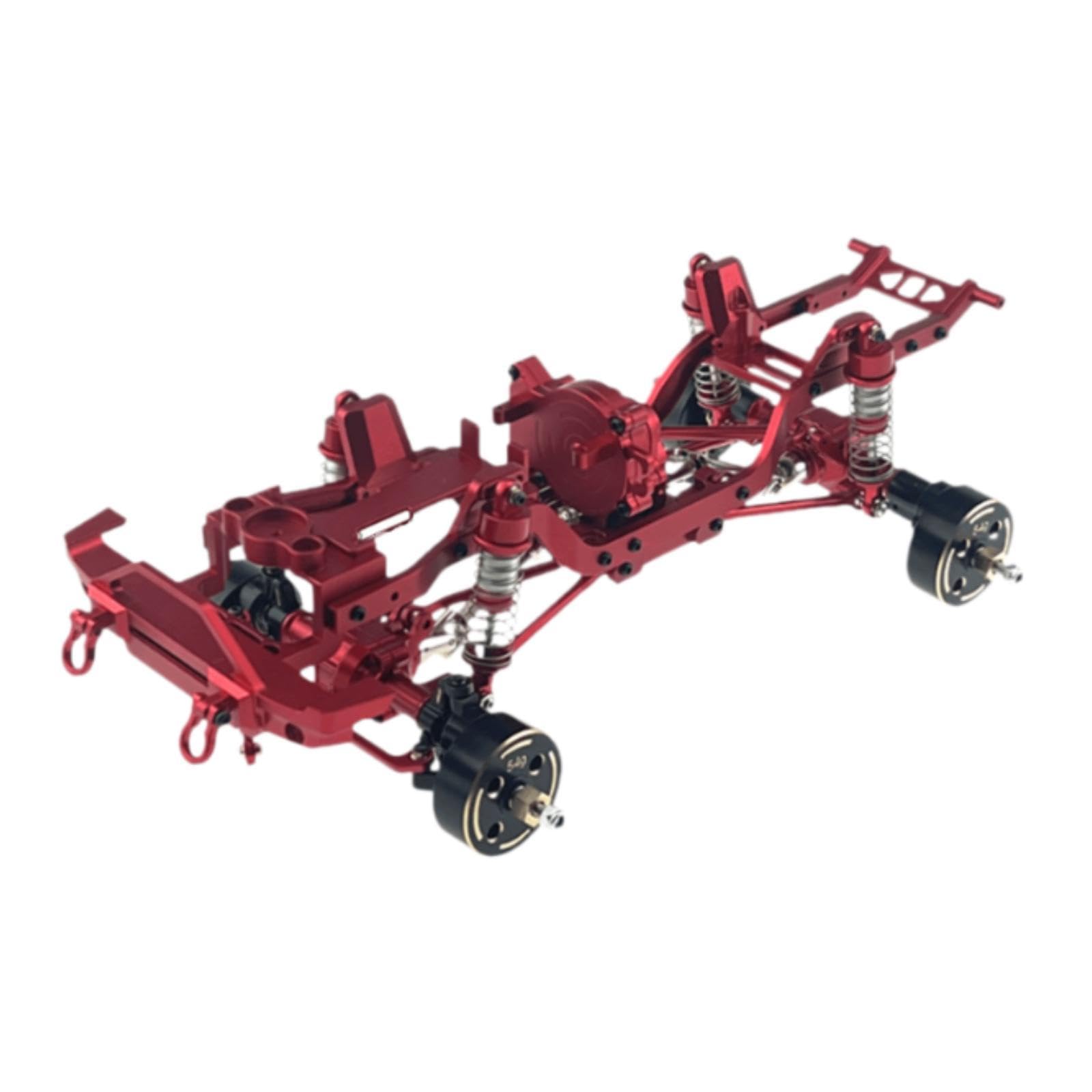 Chasis Metálico 1 18 Bastidor de Vehículo Estructura Chasis Soporte con Ruedas Mecanizado de Precisión y Conexiones Compatibilidad con, Rojo