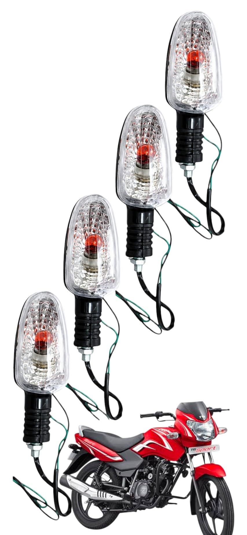 BIKEBLOOM Motorcycle Indicator Lights for T.V.S Star Sports – Set of 4 Turn Signal Blinkers-image-17