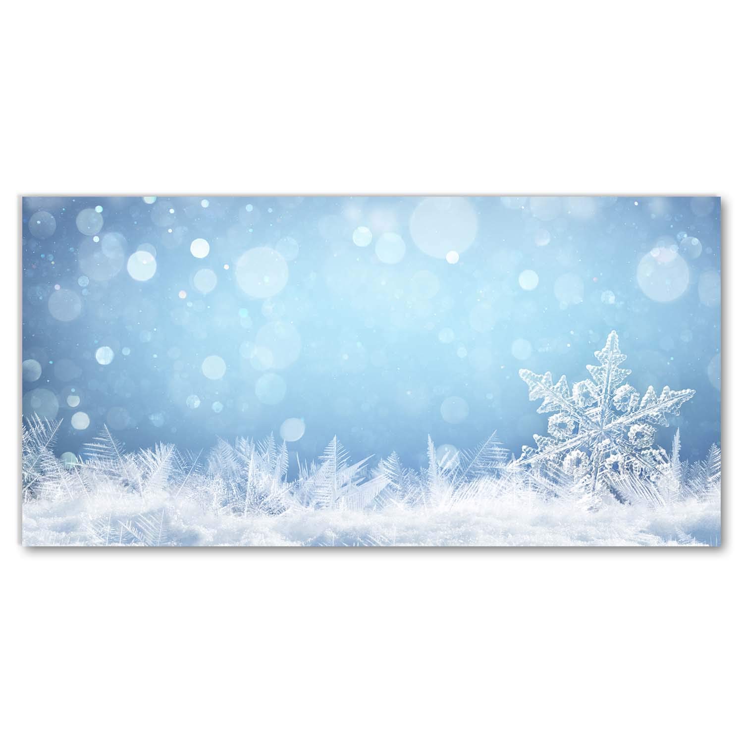 Peinture de Noël sur verre trempé Tulup 140x70 cm tableau image murale flocons de neige d'hiver