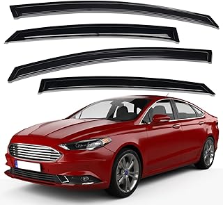 Lightronic WV94714 Outside-Mount Side Window Visor Deflector Rain Guard, Dark Smoke Shatterproof, 4-Pieces Set for 2013-2020 Ford Fusion