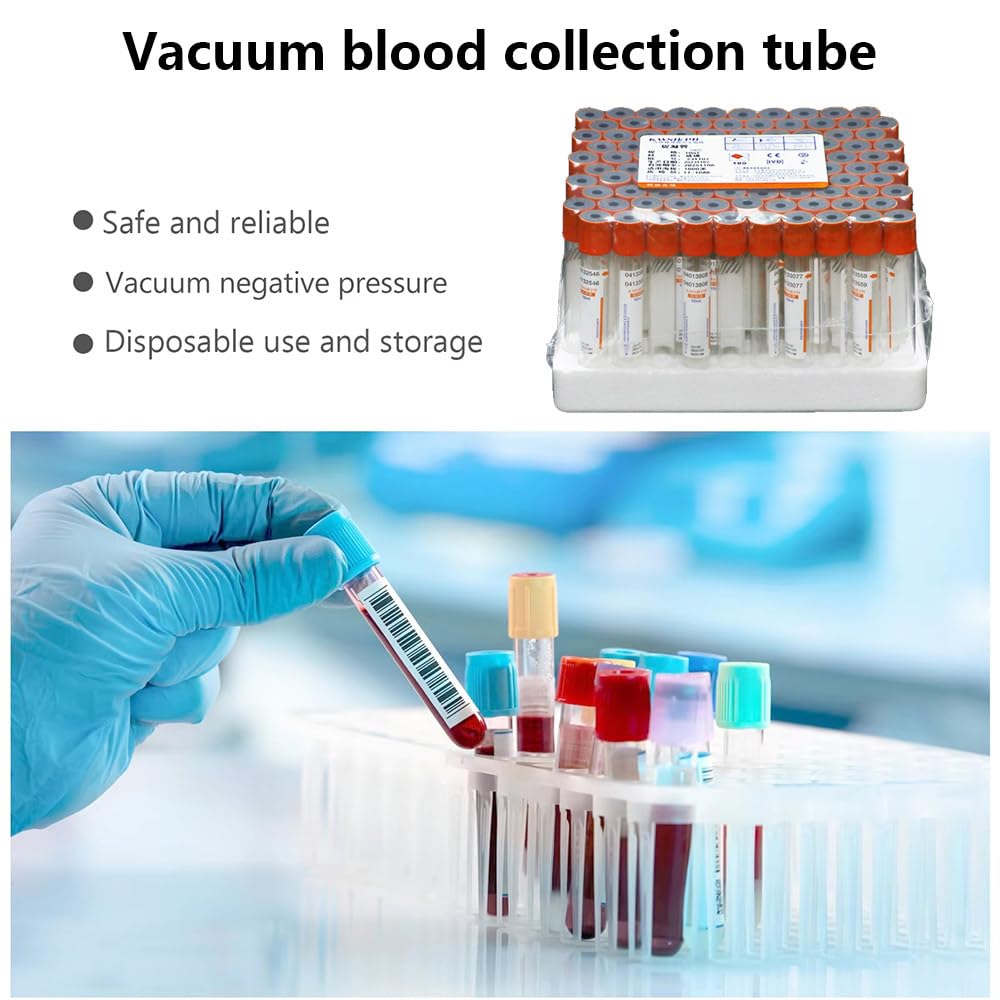 Tubos de recogida de sangre, tubos de coagulación de plástico desechables, 10 ml, paquete de 100 unidades para uso en laboratorio e investigación