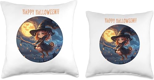 Miniatura 3 de Bonita almohada de bruja de Halloween, 18 x 18 pulgadas, multicolor