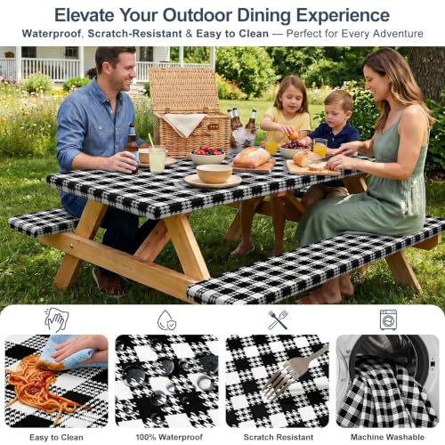 Joy Bubble 3 Piece Picnic Table Cover with Bench Covers, Camping Essentials by Joy Bubble - Used condition - Image 4