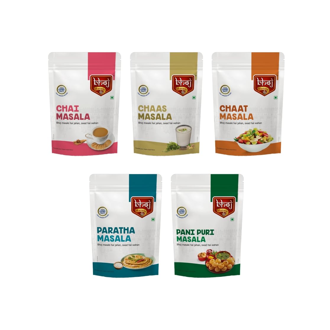 Bhoj Masale Chai, Chaas, Chaat, Paratha And Panipuri Masala Powder Combo Pack 200GM Each, Gross Total 1 KG | Top Up Jain Masale For Kitchen (B0CGM9H9X5) Amazon Price History, Amazon Price Tracker