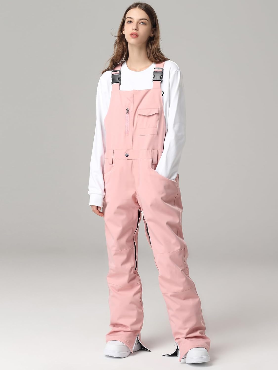 SEARIPE Womens Ski Pants Waterproof Ski Bibs Women Insulated Snow Bibs Adjustable Overalls Ripstop Snowboard Pant(L-Pink,L) - Image 5