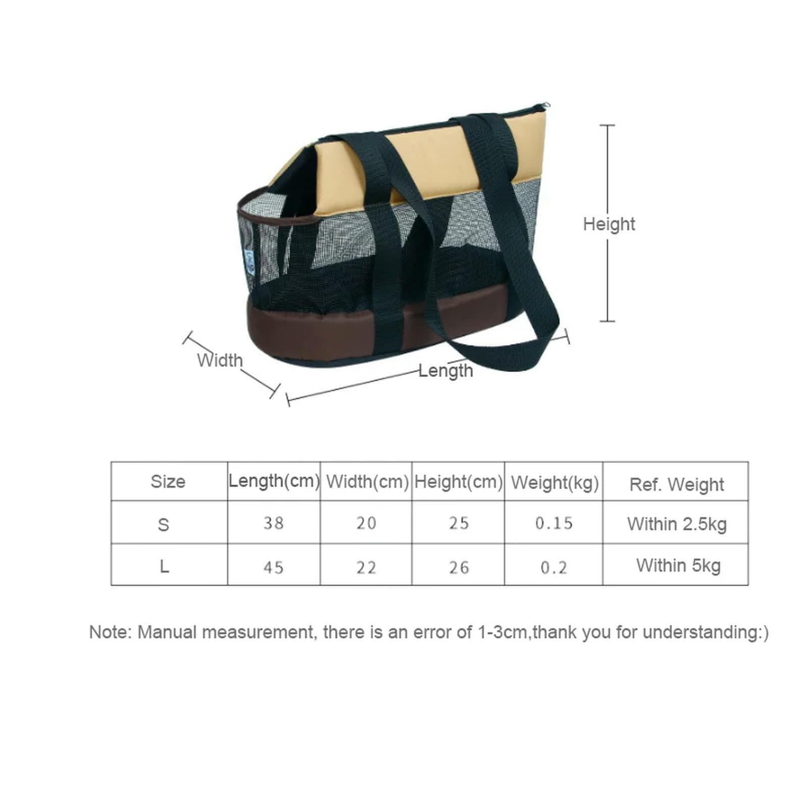 MdybF Trasportino Gatto Piccola Vettore di Animali Domestici Traspiranti Summer Cane Cane Portatile Portante Port Stucchi A Spalle per Portate per Cani per Cime dei Cagnolini-Nero-l
