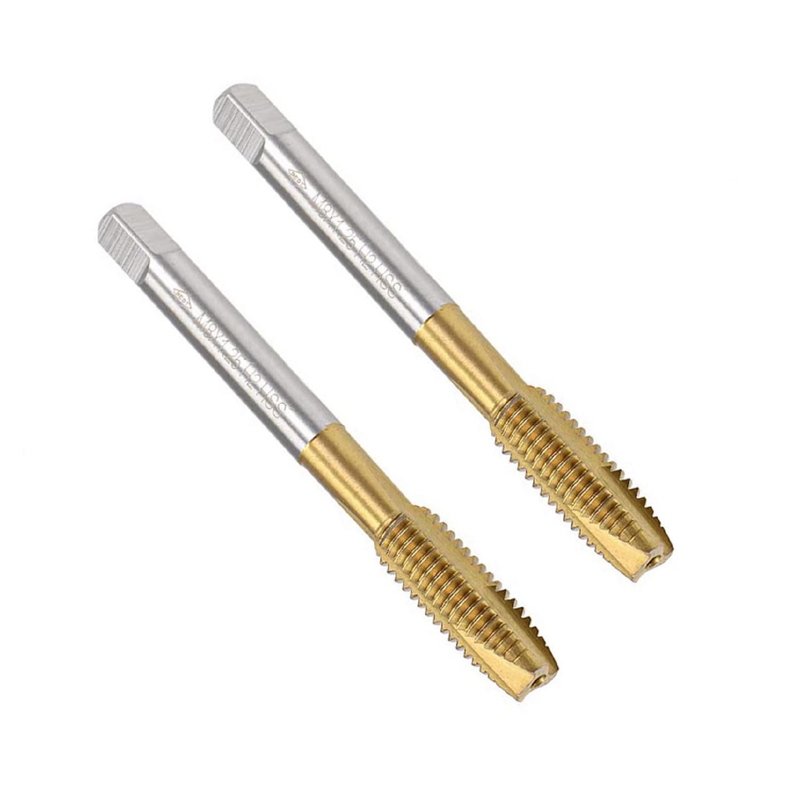MACHSWON Spiral Point Plug Threading Tap for Drilling and Tapping Aluminum Die Steel Ordinary Steel Non-Ferrous Metals and Hard Plastics H2 3 Flutes HSS Metric Screw Taps M8 x 1.25mm 2Pcs