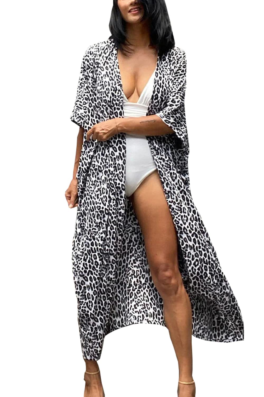 YouKD Traje de Baño de Kimono de Playa Bohemio de Kaftan Largo de Verano para Cubrir Vestido de Talla Grande para Mujer