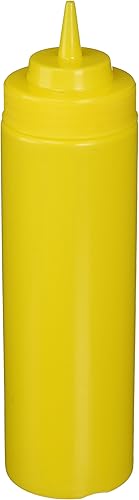 Botella exprimible, 24 onzas, boca ancha, plástico, amarillo (6 piezasunidad)