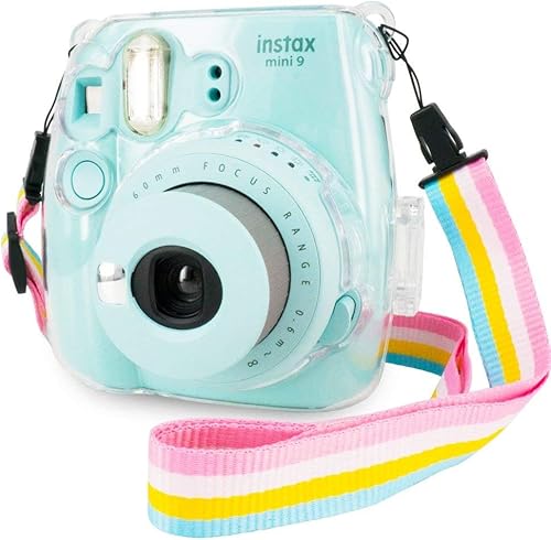 Miniatura 3 de Funda Wolven Crystal para cámara Fujifilm Instax Mini 8/Mini 8 +/mini 9, carcasa transparente, con correa ajustable para el hombro para Fujifilm