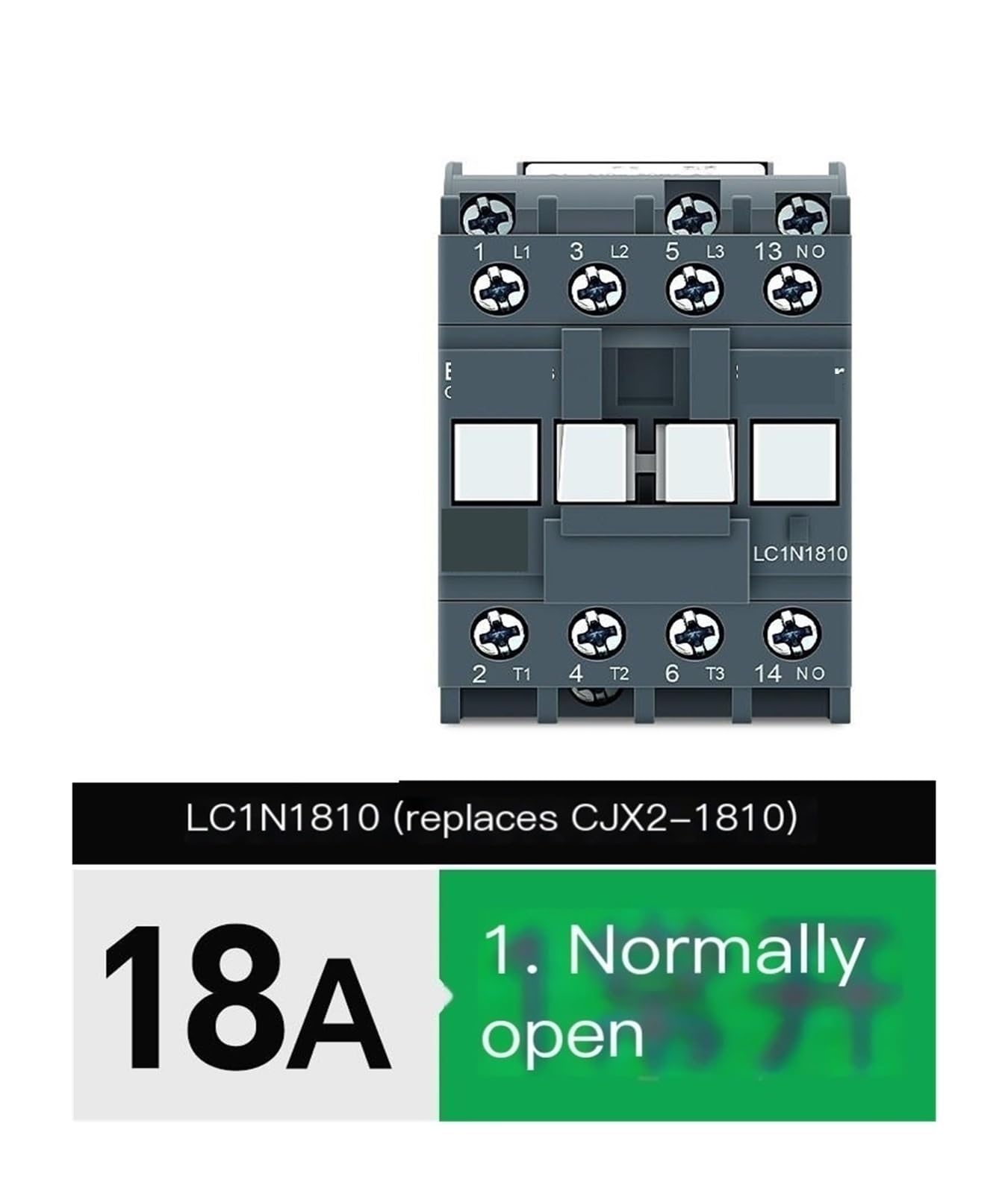 Contactor trifásico de CA, LC1N1210 LC1N1810 LC1N1201 B5N 12/18A 24V-380V Contactor industrial de voltaje de bobina 3P(LC1N1810,24V)