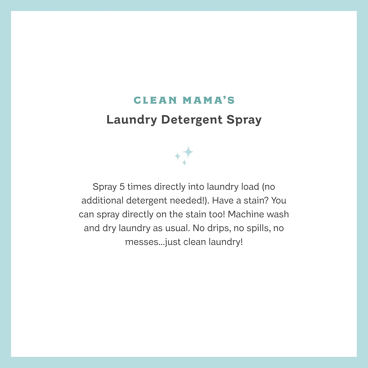 Clean Mama Laundry Detergent Spray & Pre-Treater Refill - Natural Laundry Detergent Soap for Sensitive Skin - Eco-Friendly, HE Compatible - Clean Laundry Scent - 64+ Loads of Laundry, 32 oz