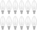 LED Candelabra Bulbs, E12 Ceiling Fan Light Bulbs Small Base, 6W Equivalent 60W, 600 Lumens Warm White 2700K, B10/B11 Type B Chandelier Light Bulbs, Non-Dimmable, 6 Pack