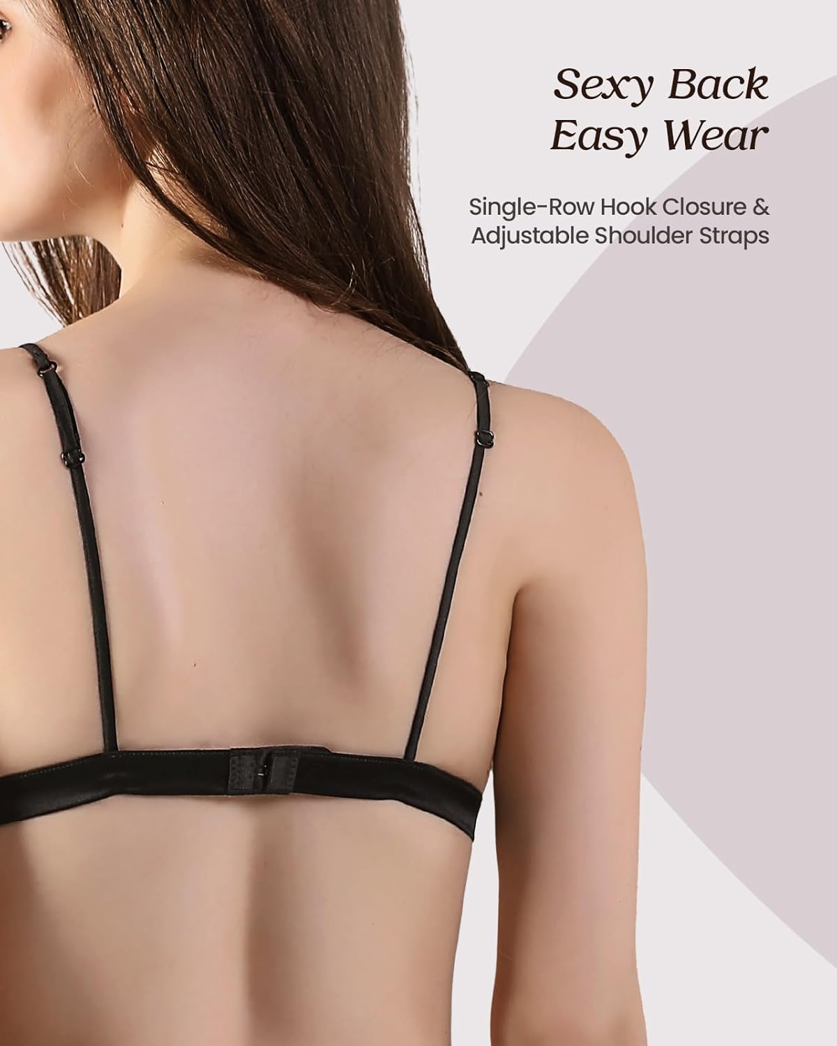 Wireless Real Mulberry Silk Satin Triangle Bralette, No Underwire, Sexy & Comfortable Wire-Free Bra for Women - Image 4