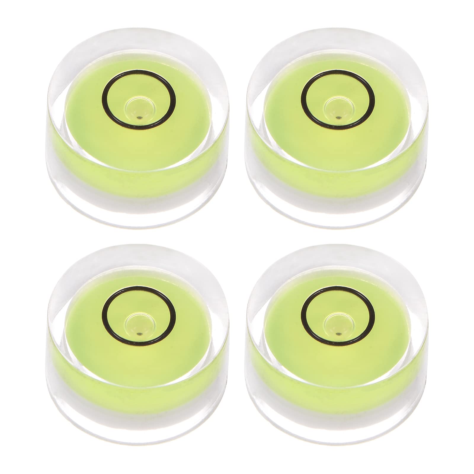 sourcing map4pcs Round Bubble Level 15x8mm Mini Circular Bullseye Spirit Levels Degree Marked for Leveling Camera Tripod Telescope Workshop Turntable, Lime