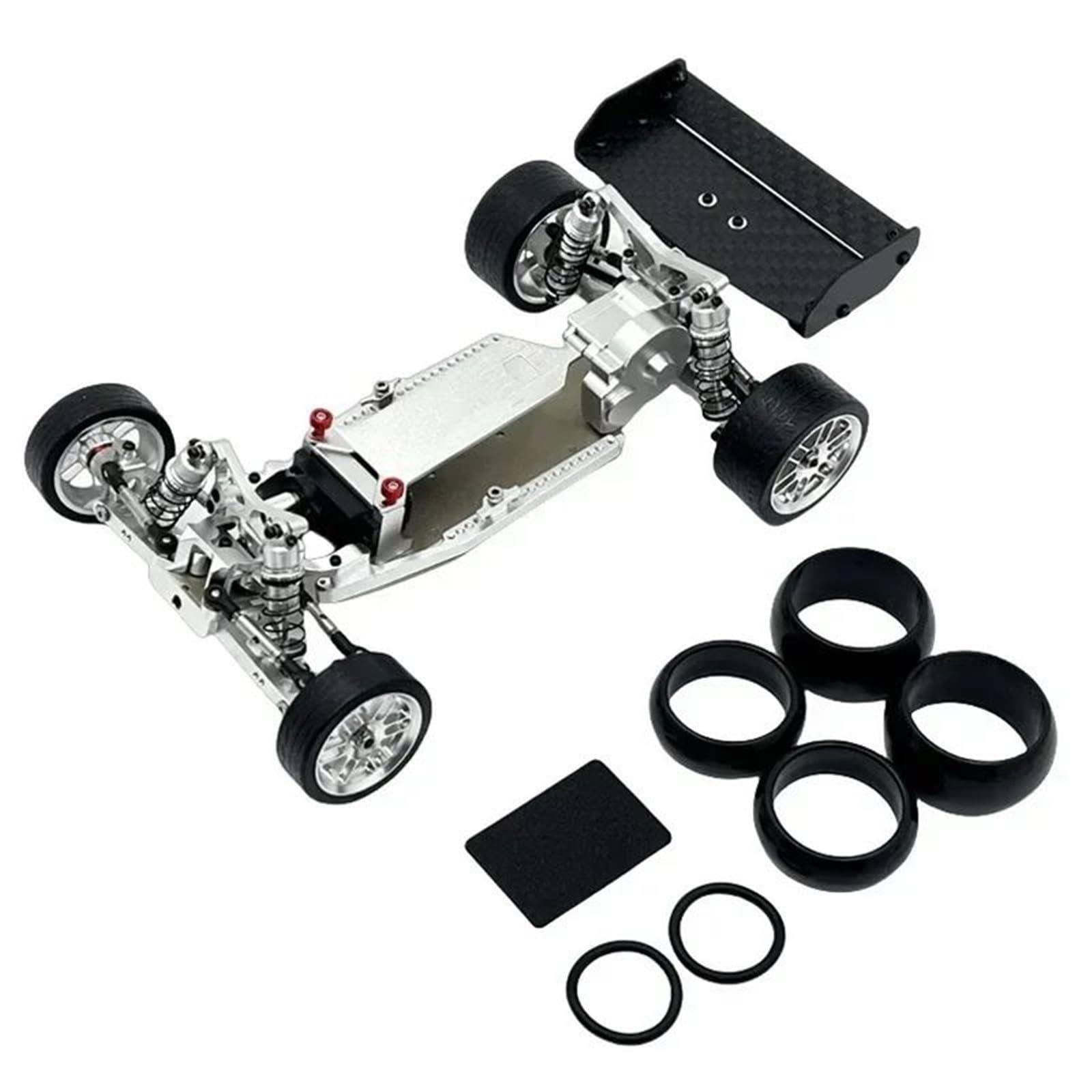 para WLtoys 244016 para LOSI para Micro-B 1/24 RC Coche Control Remoto 6061 Aluminio Fibra Carbono ala Trasera Carframe Piezas Mejora RC Orugas Maquetas