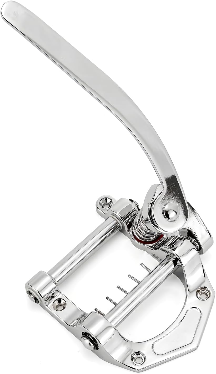 Swhmc Guitar Vibrato Tailpiece Tremolo, Flat Top Body Tremolo Unit Vibrato Bridge for Tele, SG, LP, ETC Electric Guitars (Chrome)