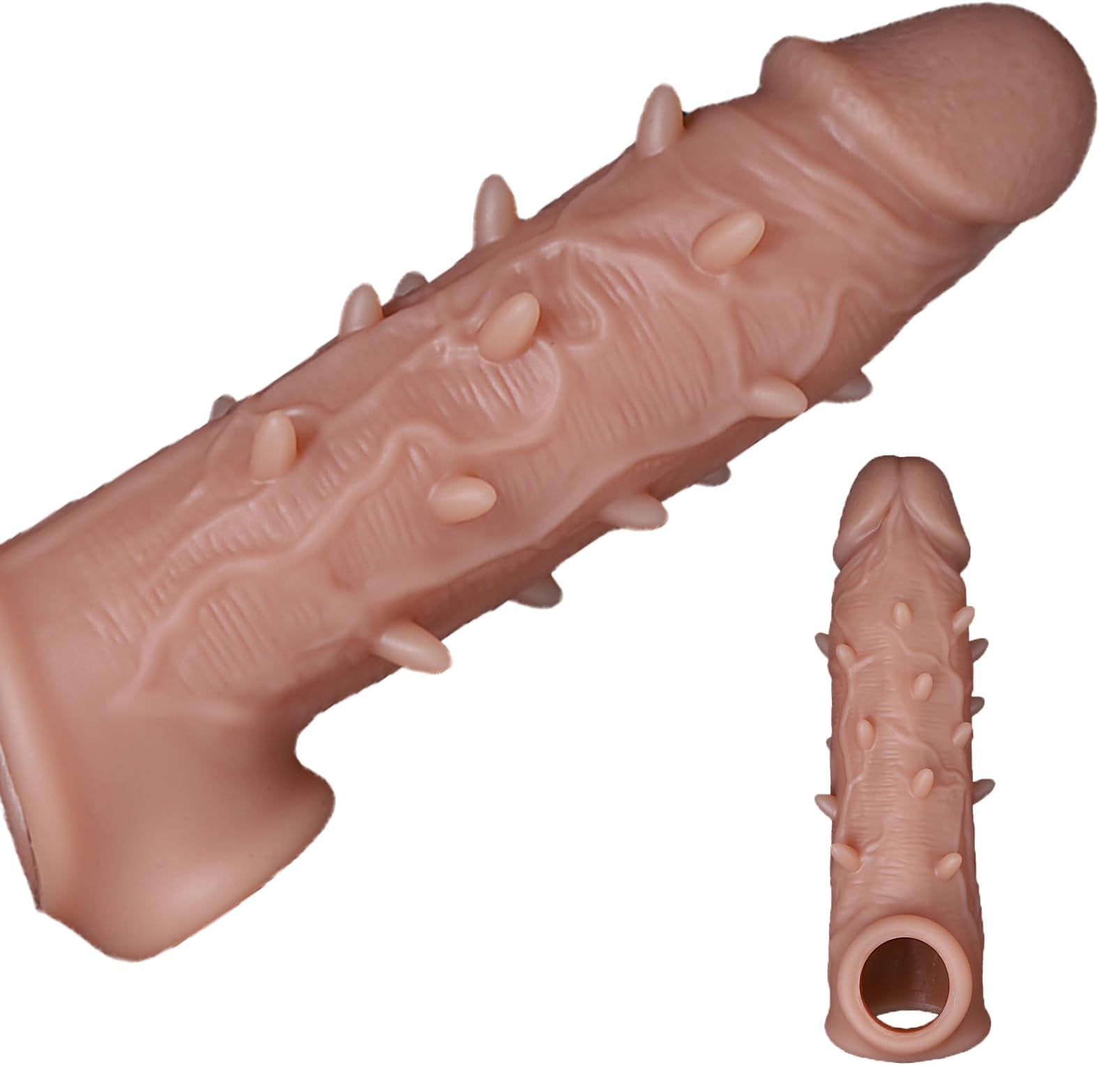 Penis Sleeve Silicone Cock Sleeve Extender for Stronger Erection Longer Performance Male Enhancer Reusable Comfortable Fit Sex Toyscouples for Couples Women Realistic Texture （M/Skin Color）