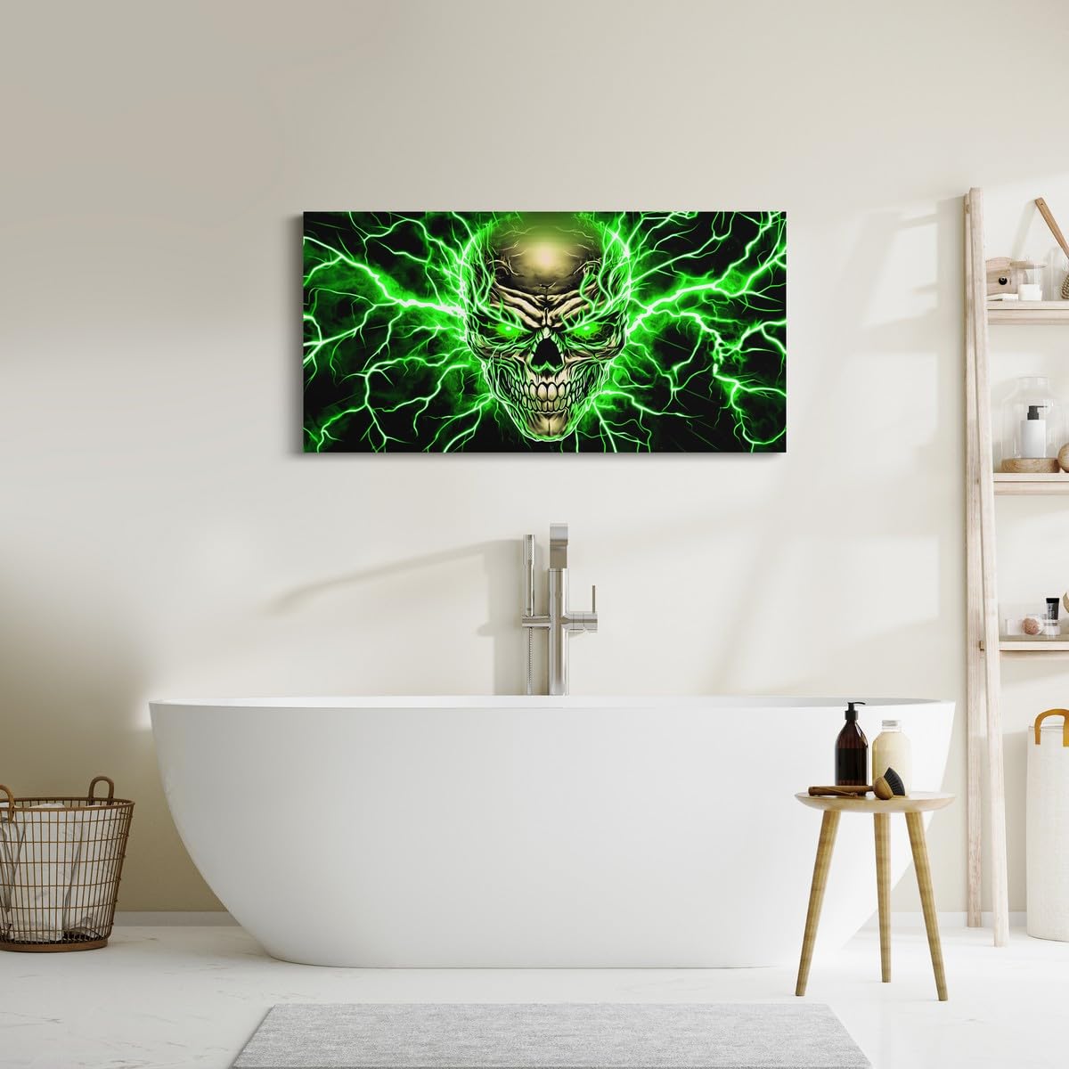 Amazon.com: Gothic Skulls Canvas Wall Art,Green Lightning Skeleton