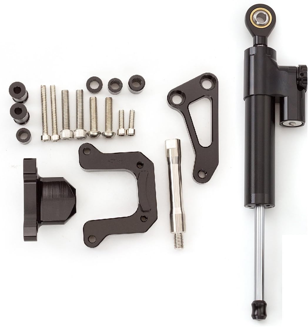 FXCNC Motorcycle CNC Steering Damper Stabilizer Buffer Control Bar With Mounting Bracket Kit Full Set Compatible with M-SLAZ 150 MT-15 MT15 All Year
