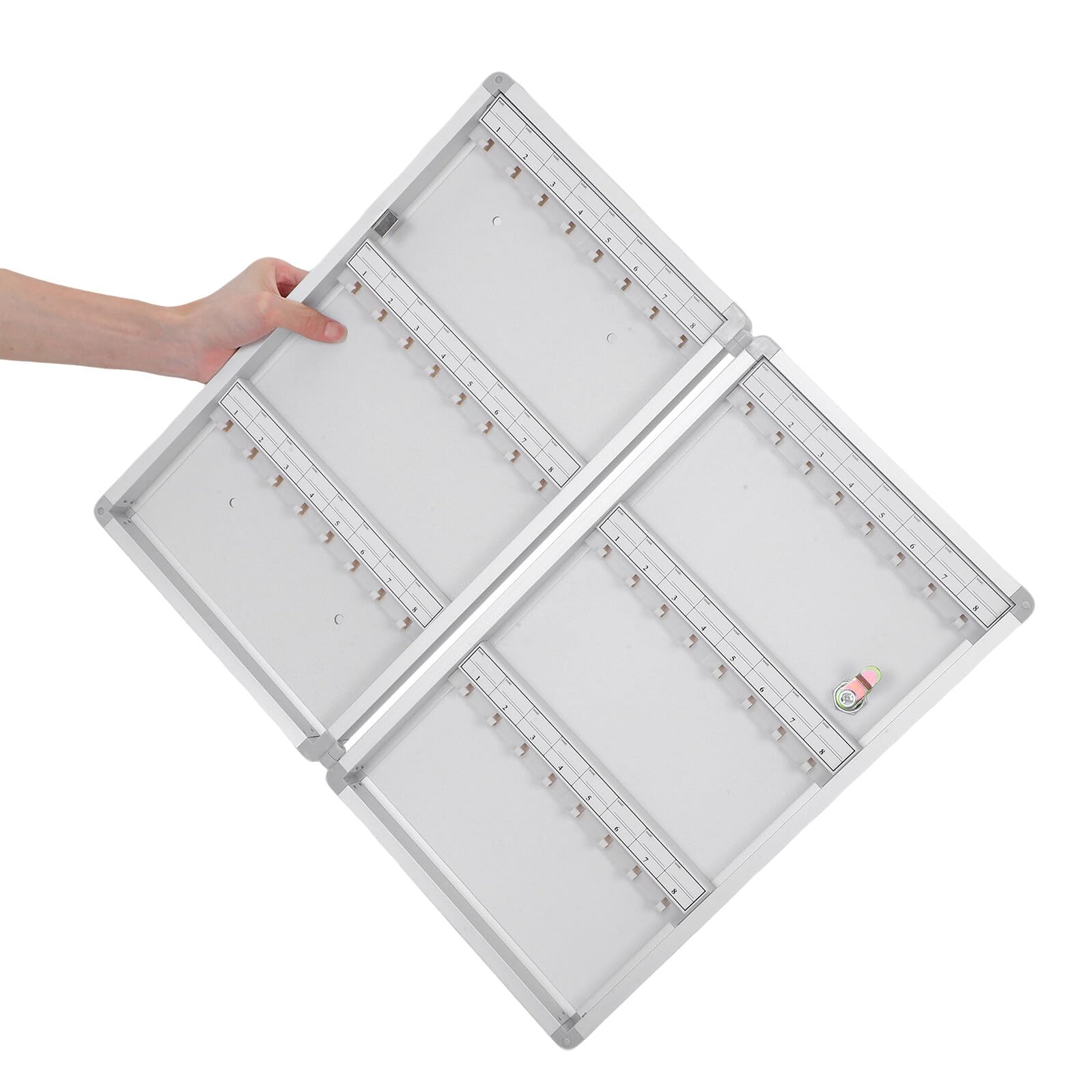 Armoire à Clés Murale Verrouillable pour 48 Clés, Crochets et Étiquettes | Alliage D'aluminium, Mdf et Abs, Boîtier Argenté, pour Entrées D'appartement et Usage Intérieur