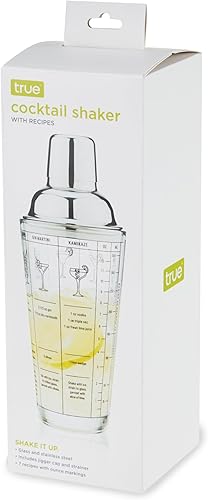 Miniatura 9 de True Coctelera de vidrio con 7 recetas clásicas y medidas para cócteles fríos, accesorios de bar en casa, herramientas de bar, regalos de barman,