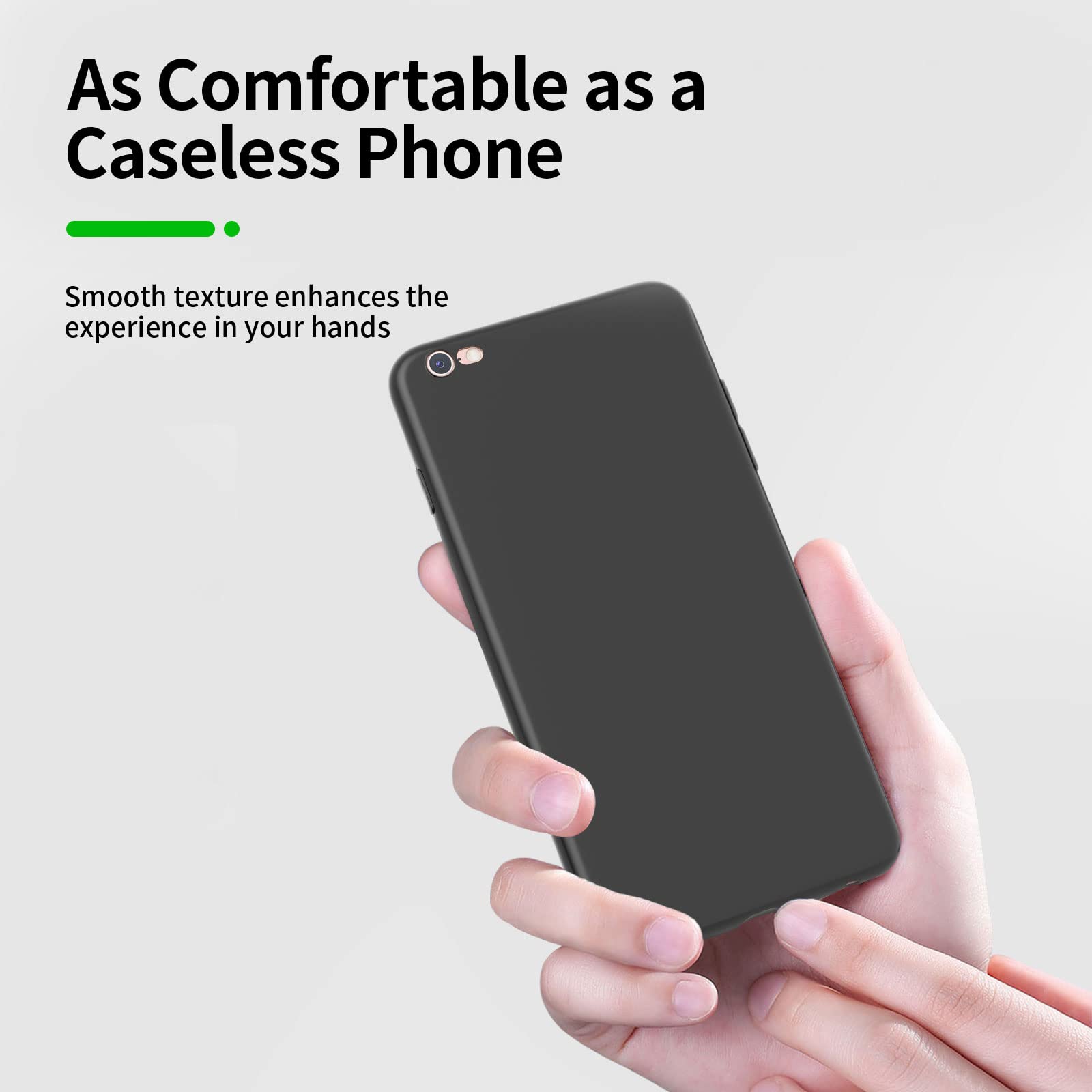 EASSGU Custodia per iPhone 6 Plus/iPhone 6s Plus (5.5 Inches), Cover Morbida in Silicone TPU - Nero