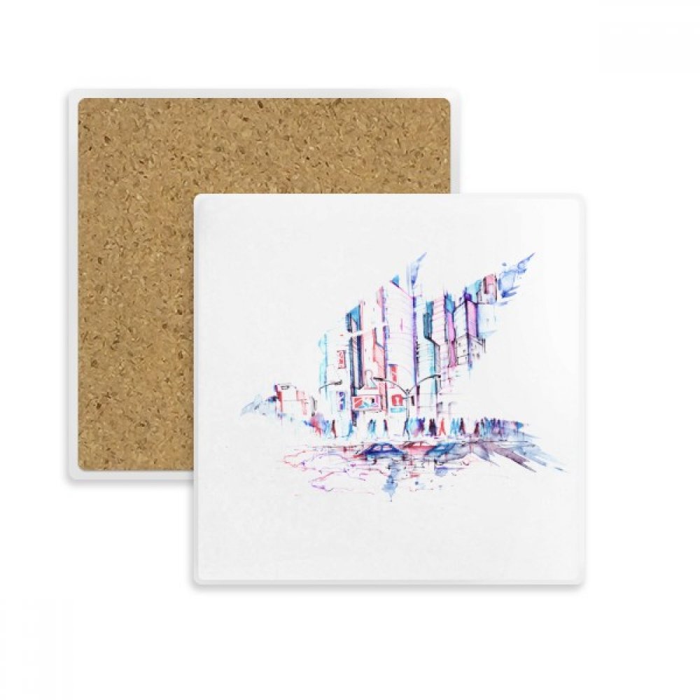 Dessous de verre aquarelle de gratte-ciel en pierre, idée cadeau originale pour la maison
