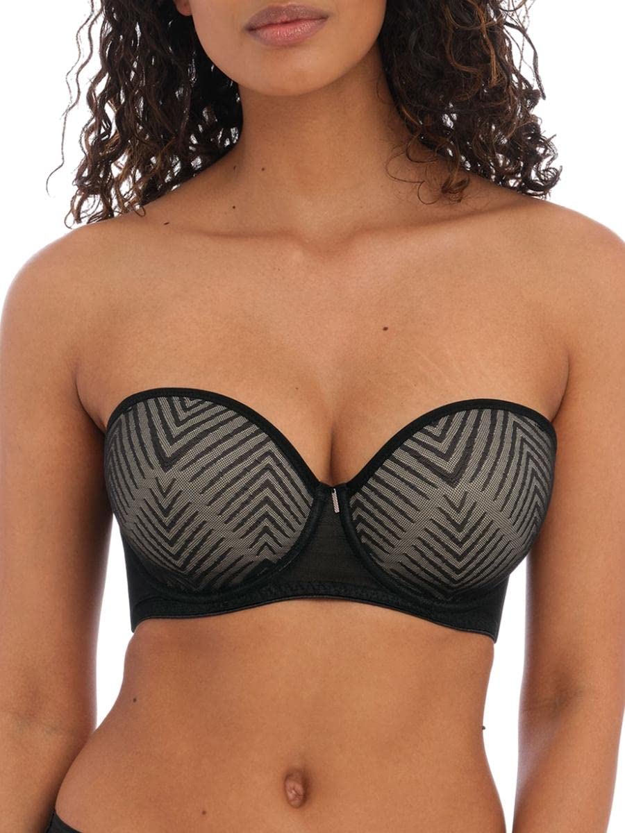 Freya Women's Tailored Underwire Strapless Bra, Opaque, Black, 34B