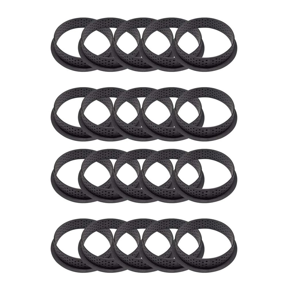Hndhbfgrt 20Pcs Cake Mold Mousse Tart Ring Round-Shape Dessert Pies Decorating Tool Perforated Baking Cutter DIY Bakeware