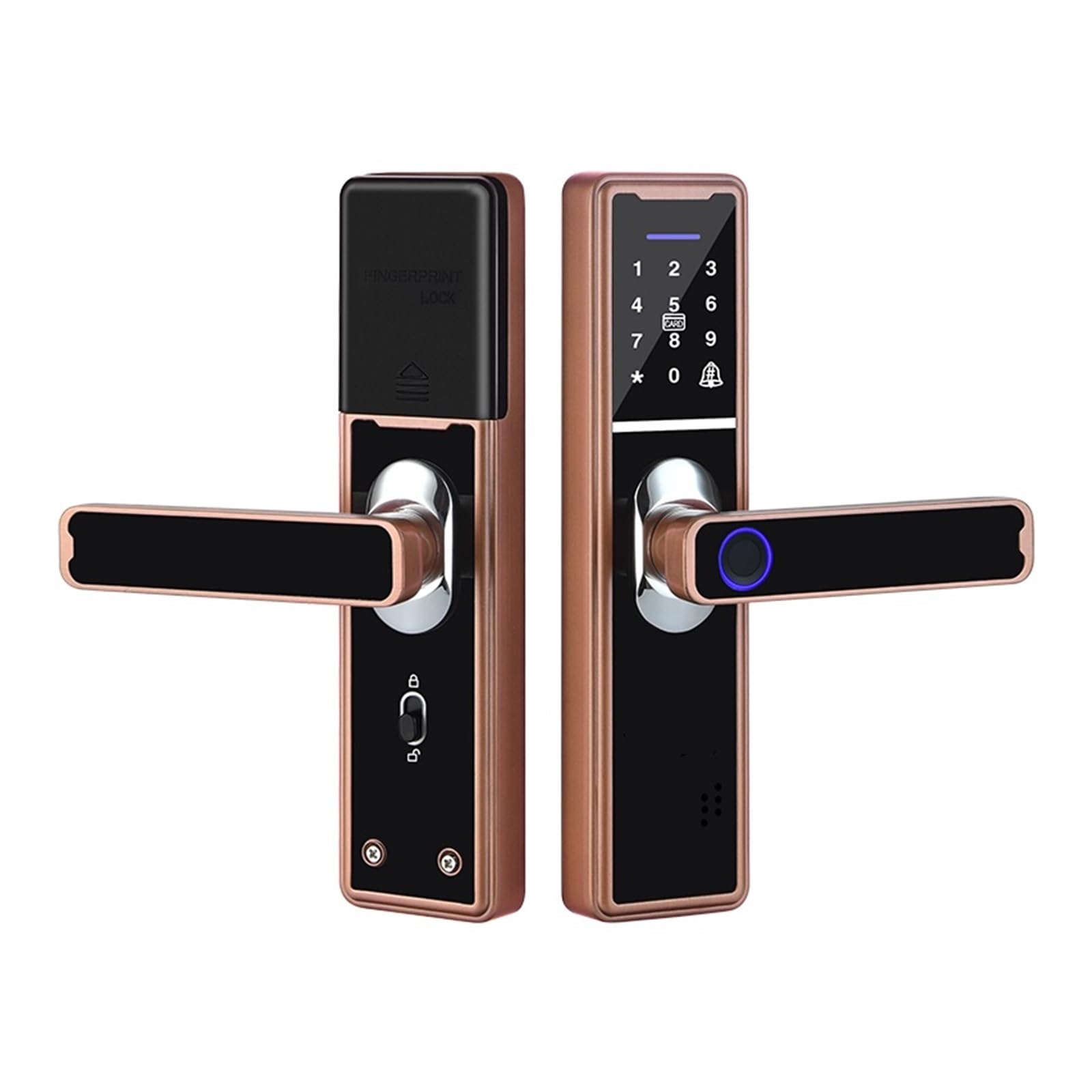 Door Locks Electronic Smart Lock Keyless Entry Fingerprint Door Lock with Handle Touchscreen Keypad for Hotels Office smart(Rot)