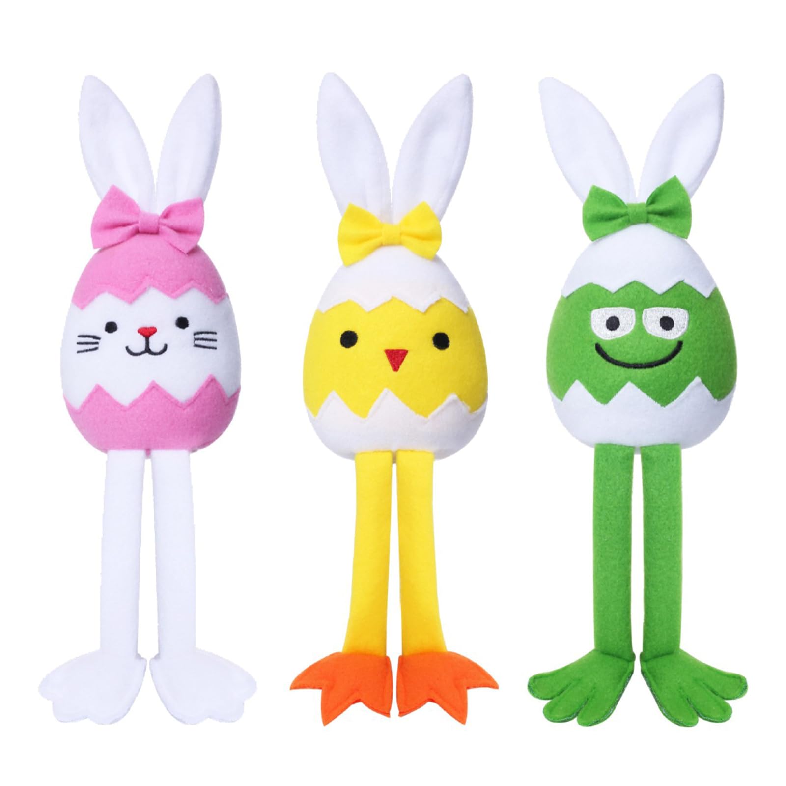 Hsioluted 3Pcs Easter Eggs Hare Chick Figurines Ornament Spring Festival Decoration for Holiday Party Tabletop Centerpieces