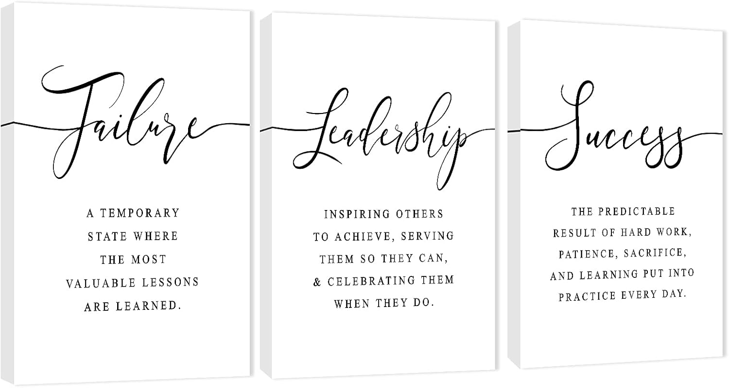 3 Piece Inspirational Canvas Wall Art, Quotes Motivational Mindset Print Pictures for Office Wall Decor, Triptych Entrepreneur Poster Framed Artwork for Women Men Home Decor Ready to Hang (36"Wx18" H)